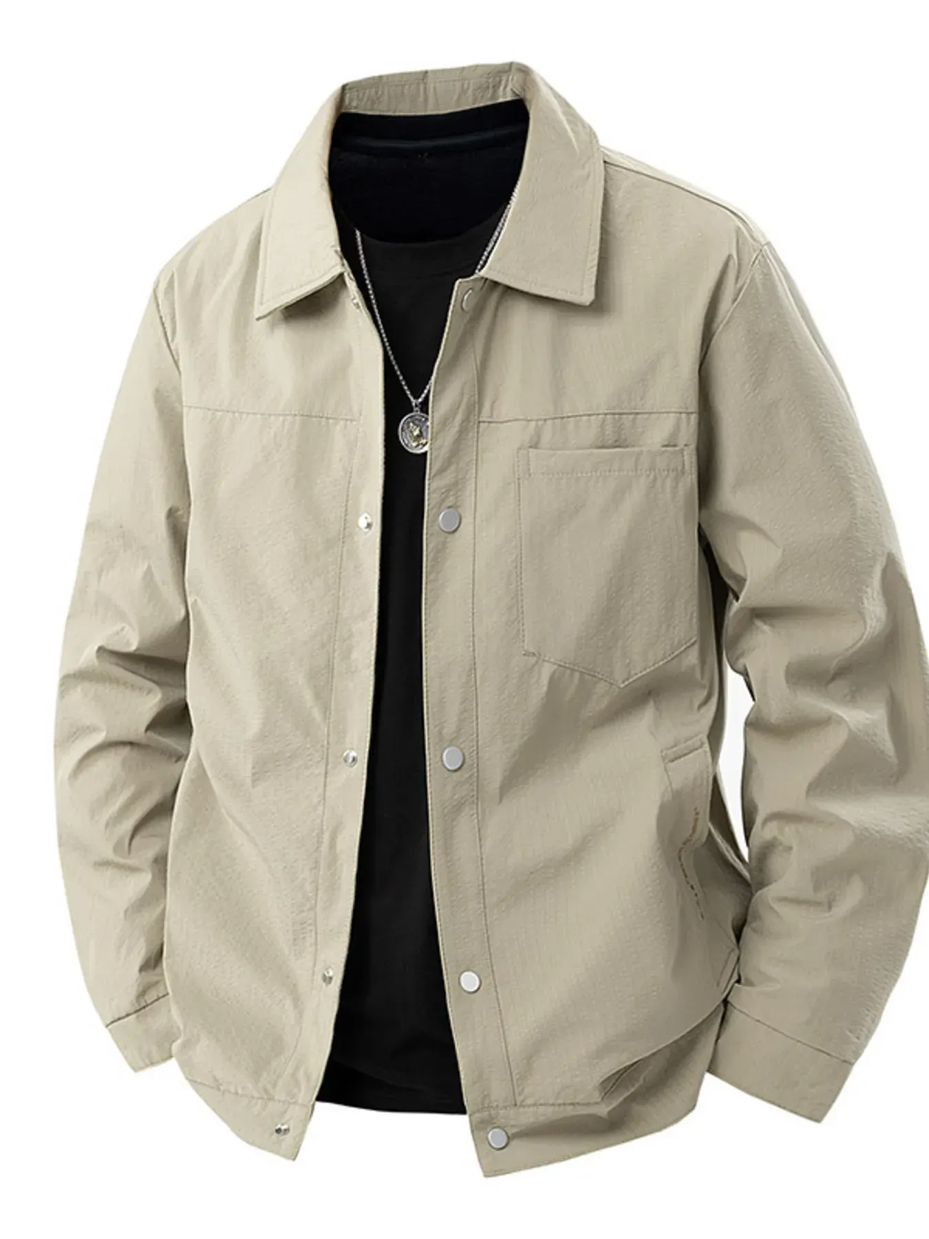 Men's Plus Size Lightweight Snap-Down Jacket 1